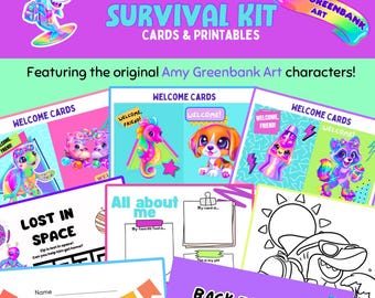 Kit de survie pour la première semaine | Cartes et activités imprimables pour la rentrée | Avec les personnages d'Amy Greenbank | Ressources pour enseignants