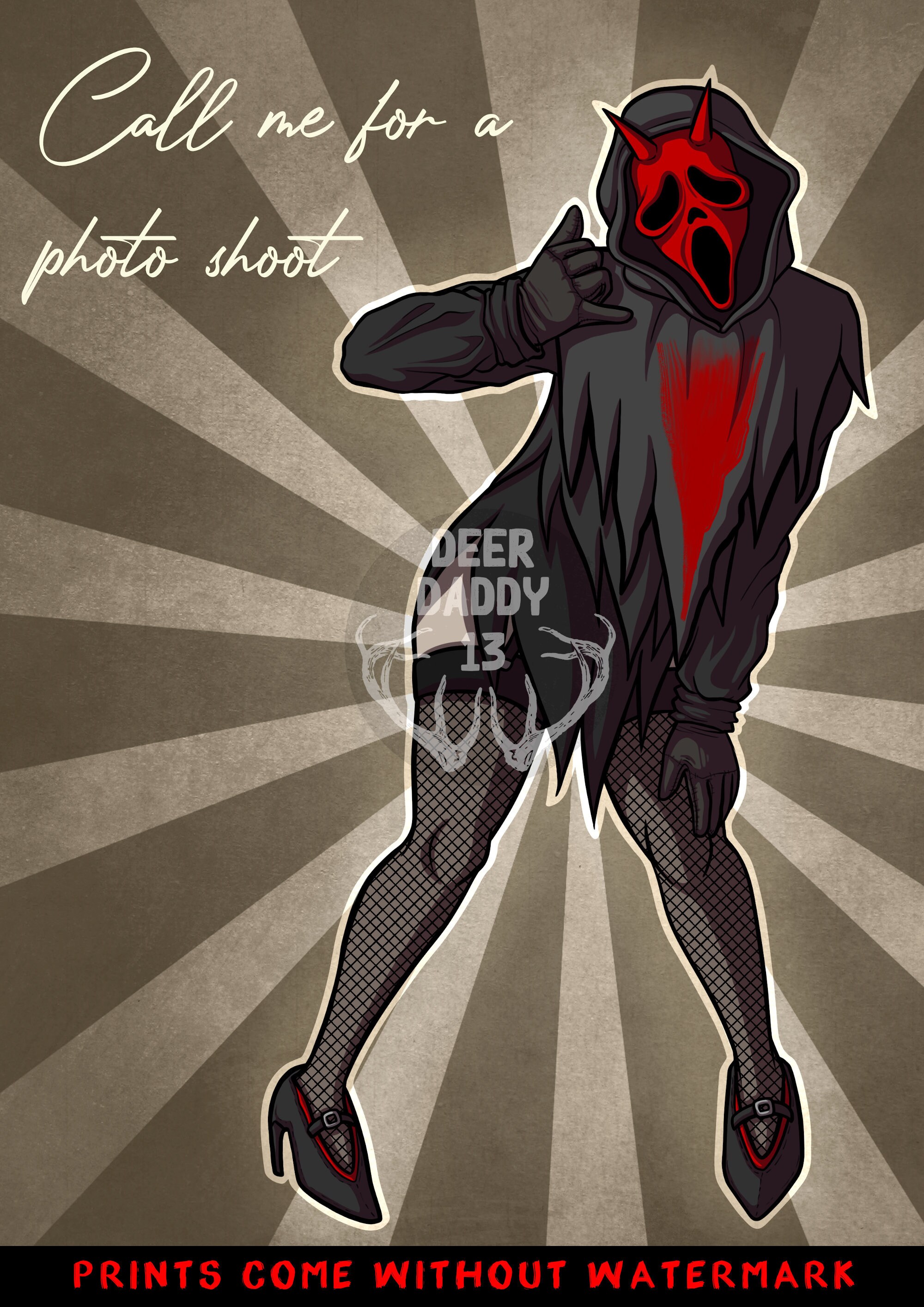 Dbd Ghostface Pinup Print Etsy Dbd Ghostface Pinup Print Etsy