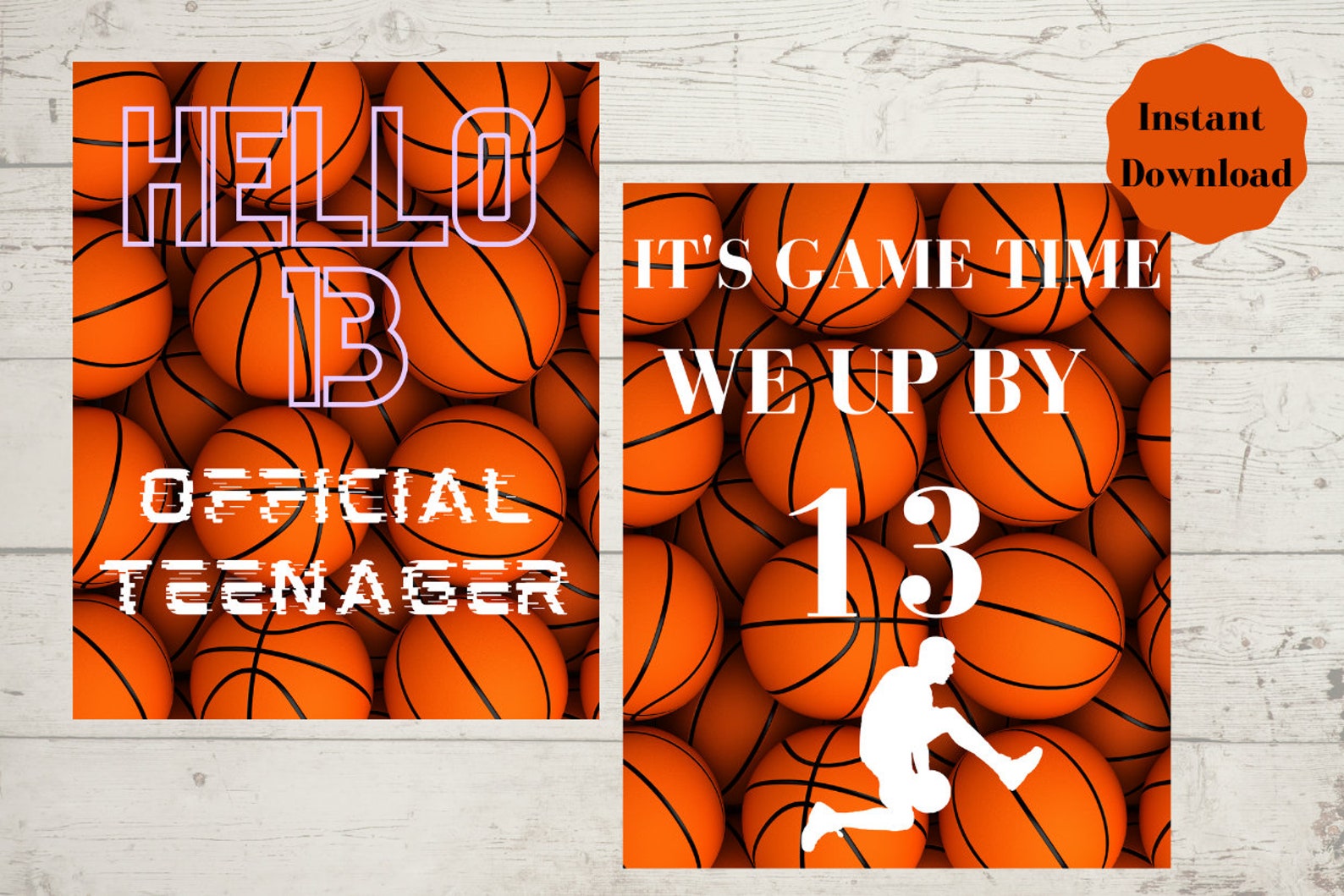BOYS Basketball Sign 13 Years PRINTABLE Poster 13th Etsy