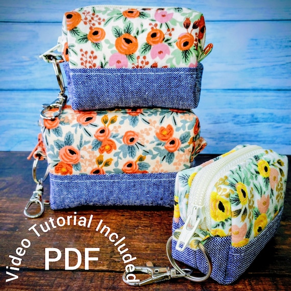 Mini Bilby Boxy Zipper Pouch PDF Sewing Pattern with video tutorial, 3 sizes