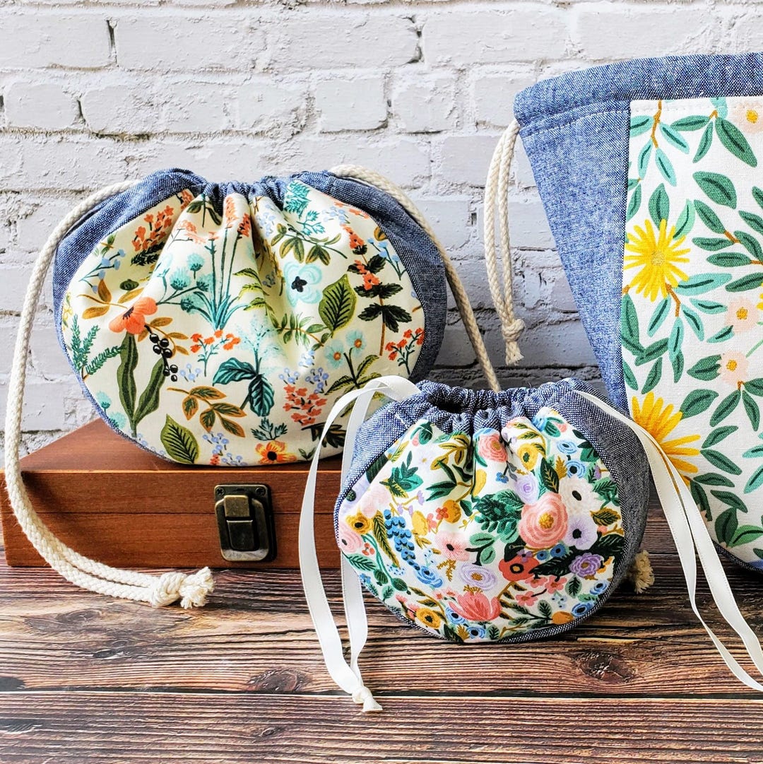 NEW Saori Drawstring Pouch PDF Sewing Pattern + Video Tutorial: 3 Sizes ...