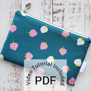 Cynthia Pouch sewing pattern, Learn to sew, DIY, PDF pattern, video tutorial, Zipper Pouch, Canadian Pouch, Elbows Up, easy sewing project