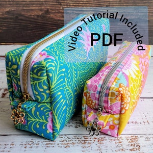 Bilby Pouch Schnittmuster, Boxy Zipper Pouch Schnittmuster, Bonus Miniwürfel Schnittmuster, Video Nähanleitung, Kosmetiktasche, Federmäppchen
