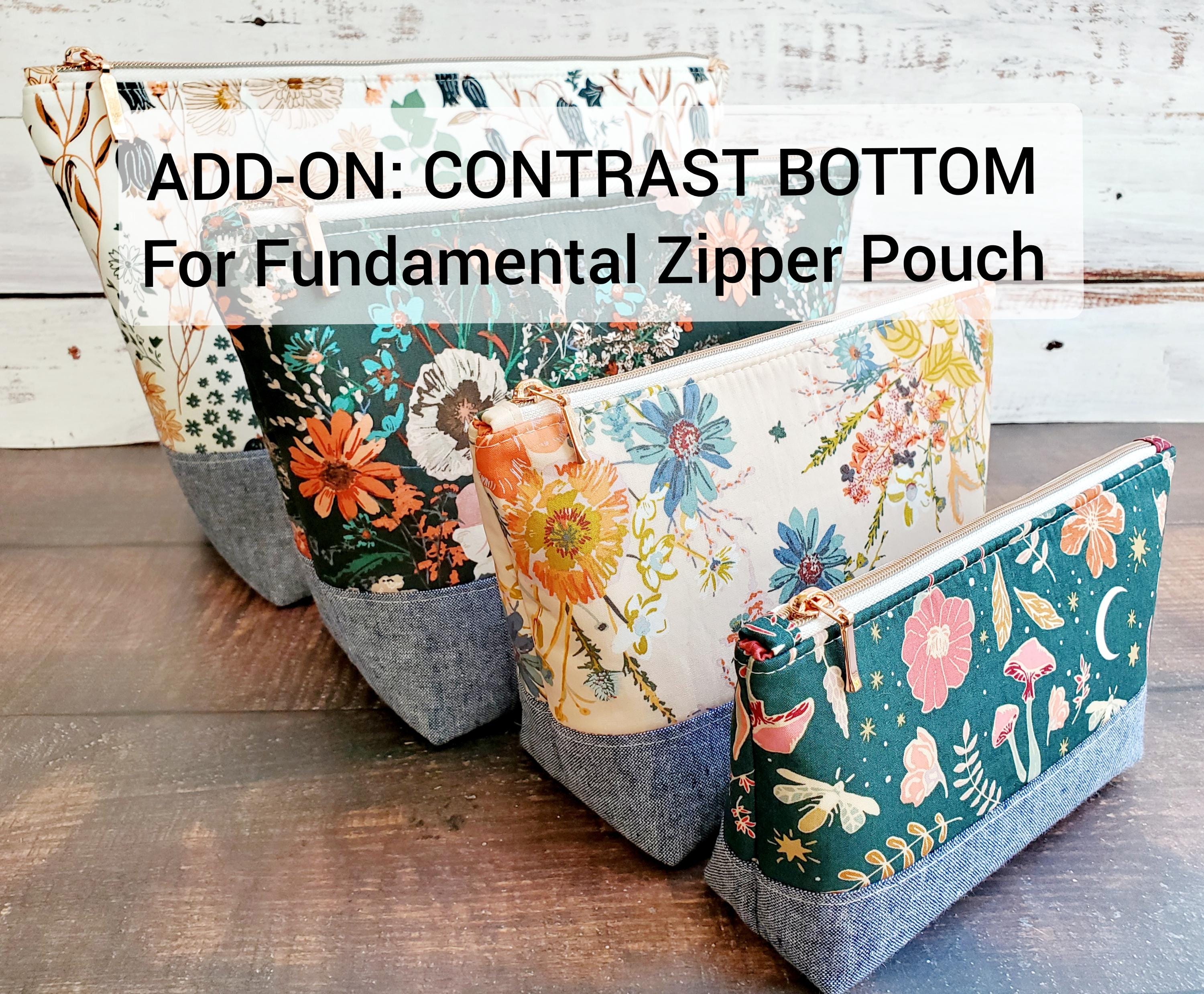 ADD-ON: Contrast Bottom for the Fundamental Zipper Pouch Sewing Pattern, Made in Canada, video tutorial, cosmetic bag, pencil case, easy sew