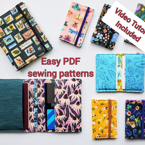 Logan Card Holder AND Mimi Passport Holder PDF Sewing Patterns, Easy PDF Sewing Bundle for Beginners, Family-Size Passport Travel Holder