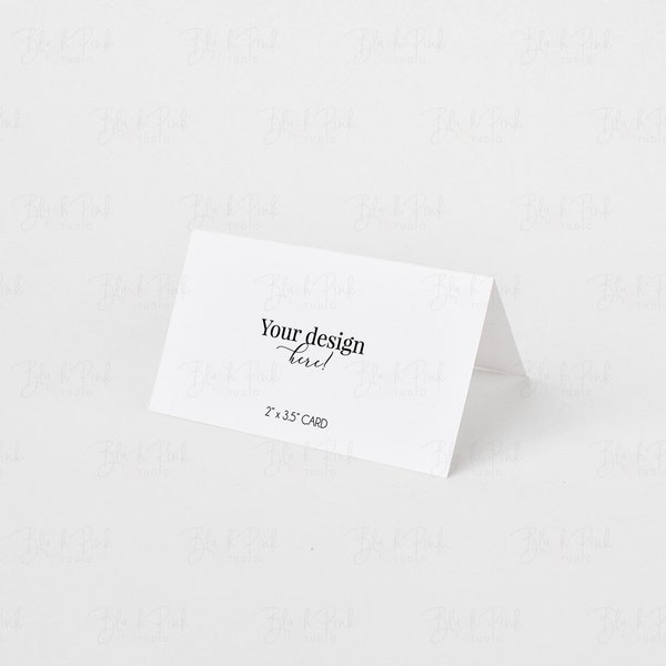 Minimalistic Folded Place Card Mockup, Folded Business Card Mockup, 2x3.5 folded Card, Smart Object, Folded Card mockup, Standing place Card