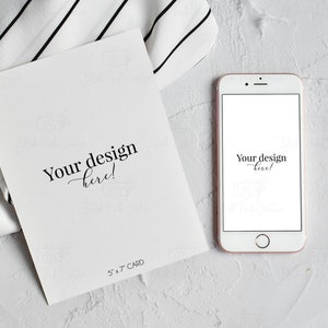 Iphone and Card Mockup, E-invite mockup, Evite mockup, Minimalistic phone mockup, Smart Object, IPhone mockup, Digital invite