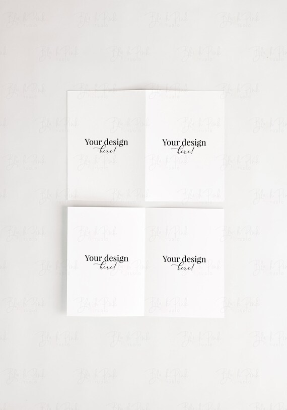 5x7 Folded Card Mockup, Front & Back, Smart Object (JPG, PSD)