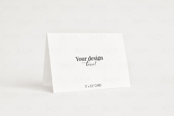 4-bar folded card mockup, Thank you card mockup, Bifold mockup, 3.5x5 card mockup. Minimal mockup,