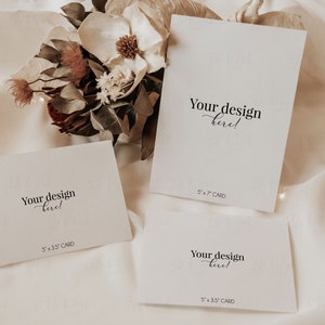 3PCs Invitation Suite Mockup, Clean 5x7 Invitation Mockup, RSVP Card Mockup, 3.5x5 Card Mockup, Details Card mockup, Boho style Mockup