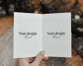 5x7 Bifold Card Mockup, Wedding Program, Smart Object (JPG, PSD)