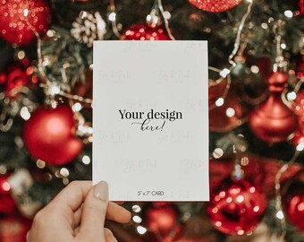 Christmas Card Mockup, 5x7 Invitation, PSD (Digital Download)