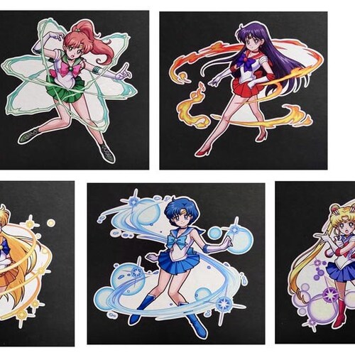 Sailor Moon Decals Moon Venus Mars Jupiter Mercury Vinyl Full Color