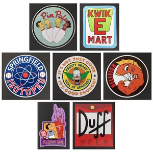 The Simpsons Decals Full Color Vinyl Pin Pals Kwik E Mart Isotopes Krusty Band Hellfish Flaming Moe Duff Beer