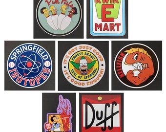 The Simpsons Decals Full Color Vinyl Pin Pals Kwik E Mart Isotopes Krusty Band Hellfish Flaming Moe Duff Beer