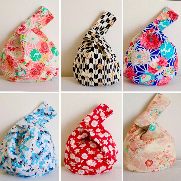 Japanese knot bag, Cotton, Made in Japan, Japanese cute bag, Japanese fabric, Spring, Birthday present