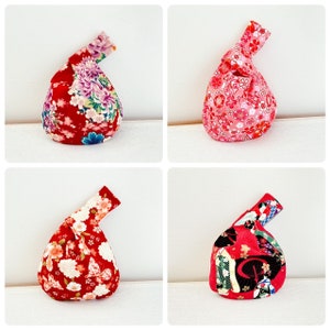 Japanese knot bag, Sakura bag, Made in Japan fabrics, Japanese traditional pattern bags, Birthday present, Maiko, Flower