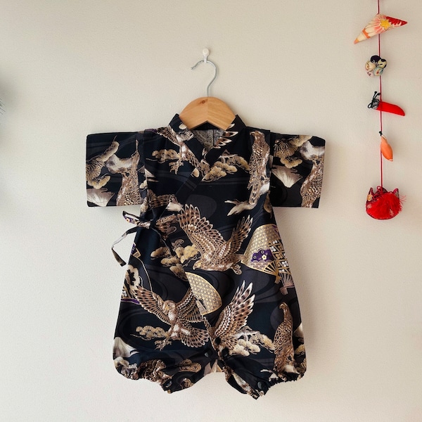 Handmade Baby kimono, Falcon, first birthday, Japanese gift, Made in Japan, newborn baby gift, baby shower, unisex baby clothes