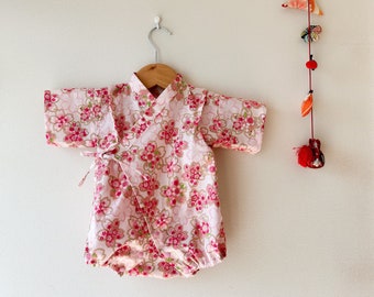 ¡Nuevo! Sakura-pattern Baby Kimono, Jinbei, Yukata, ropa de estilo japonés para bebés, flor de cerezo, flor, primavera, Hana, kimono de niña