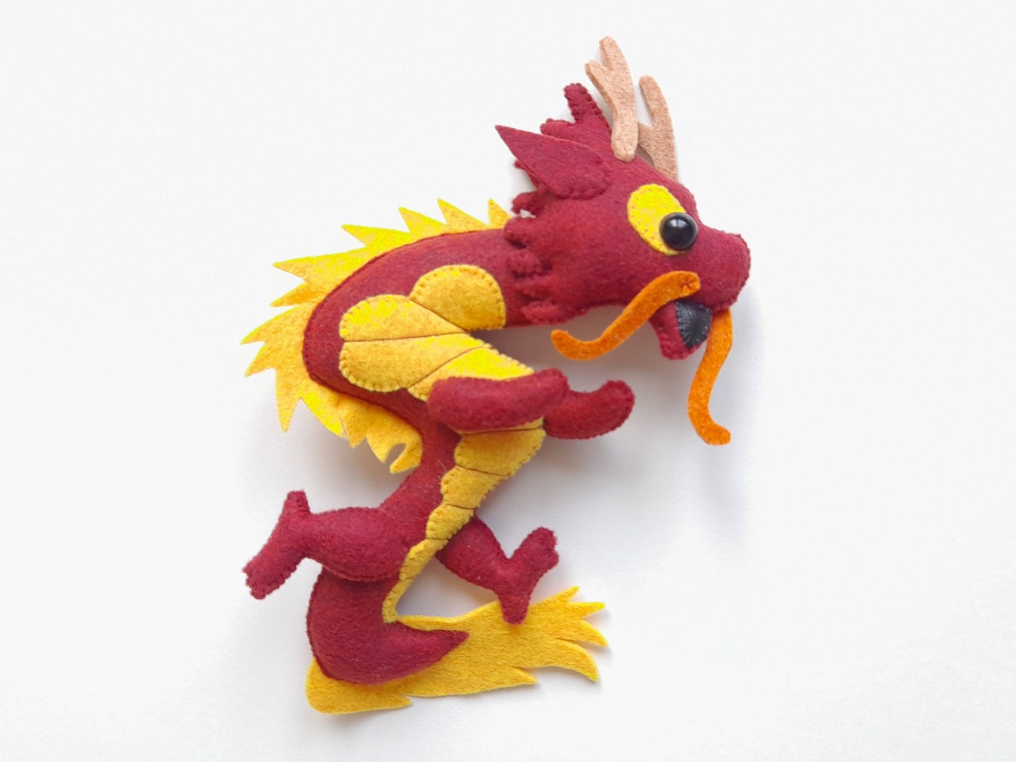 Chinese dragon plushie custom stuffed dragon Red Asian Etsy