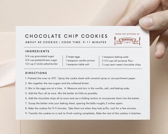 Business Minimal Recipe Card Template Editable Simple Recipe card Modern Recipe Card Printable Recipe card Personalized recipe 4x6 5x7