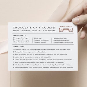 Business Minimal Recipe Card Template Editierbare Einfache Rezeptkarte Moderne Rezeptkarte Druckbare Rezeptkarte Personalisiertes Rezept 4x6 5x7