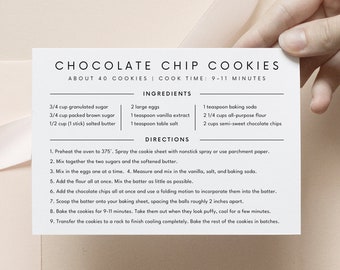 Minimal Recipe Card Template Canva Simple Recipe card Modern Recipe Card Recipe card Personalized recipe Editable card 4x6 5x7 A7 A6 5.5x8.5