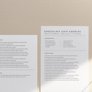 Minimal Recipe Card Template Editable Simple Recipe card Modern Recipe Card Printable Recipe Personalized card  5x7 A5 A4 5.5x8.5 8.5x11