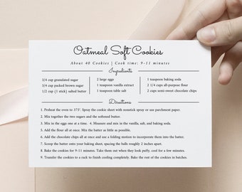 Simple Recipe Card Canva Template Minimal Recipe card Modern Recipe Card Editable recipe card Personalized recipe card  4x6 5x7 A7 A6 A5 A4