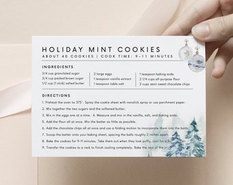Holiday Recipe Card Template Christmas Editable Simple Recipe card Modern Recipe Printable Personalized recipe cards Winter Recipe 4x6 5x7