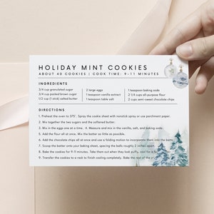 Plantilla de tarjeta de receta navideña Tarjeta de receta simple editable de Navidad Receta moderna Tarjetas de recetas personalizadas imprimibles Receta de invierno 4x6 5x7