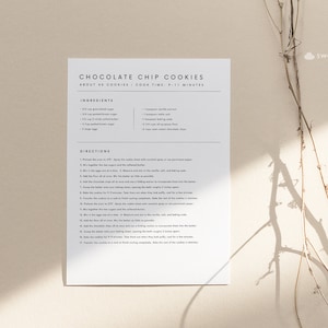 Minimal Recipe Card Template Editable Simple Recipe card Modern Recipe Card Printable Recipe Personalized card 5x7 A5 A4 5.5x8.5 8.5x11 image 3