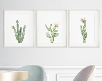 Boho Cactus Prints Cactus flower wall art print boho Printable cactus art Watercolor boho cactus in pot art print boho flower art prints