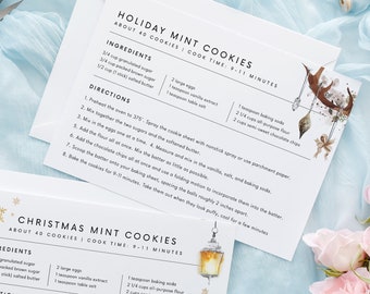 Holiday Recipe Card Template Christmas Editable Simple Recipe card Modern Recipe Printable Personalized recipe cards Winter Recipe 4x6 5x7