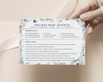 Holiday Recipe Card Template Christmas Editable Simple Recipe card Modern Recipe Printable Personalized recipe cards Winter Recipe 4x6 5x7
