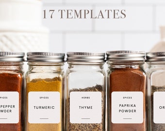 Editable Printable Spice Jar Labels Modern Minimalist Avery Spice Jar Label Template Spice Labels Downloadable DIY Spice Label Kitchen Herb