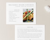 Photo Recipe Card Template Editable Modern Recipe card Minimalist Recipe Card minimal Recipe Card Printable Recipe Template Simple Recipe