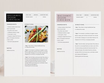 Modern Clean Recipe Card Template Editable Photo Recipe card Minimal Recipe Card Printable Recipe Card Personalized recipe 5x7 US LETTER A4