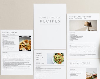US LETTER SIZE Minimal Recipe Template Editable, Simple Printable Recipe Template, Recipe Binder Printable, Modern Cookbook Minimalist print