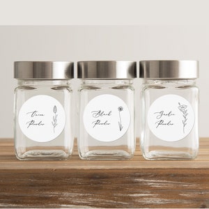 Simple Floral Round label 2inch Kitchen Label Printable Template flower Spice Jar Label Pantry Label Editable kitchen label printable spice