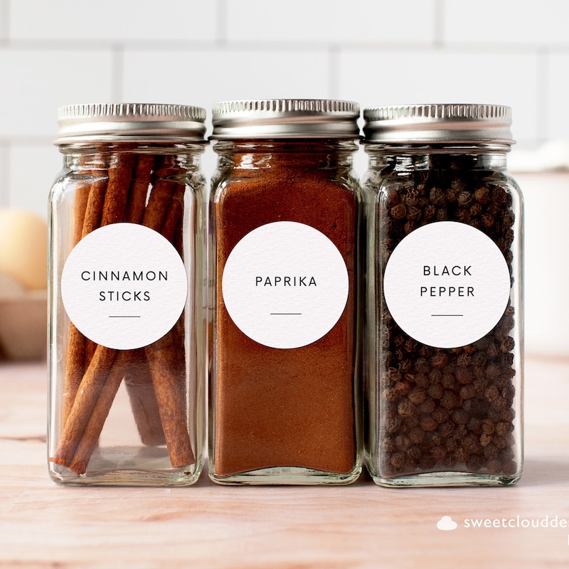2 Round Black Spice Labels - Etsy