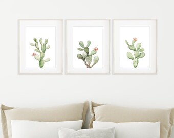Boho Cactus Prints Cactus flower wall art print boho Printable cactus art Watercolor boho cactus in pot art print boho flower art prints