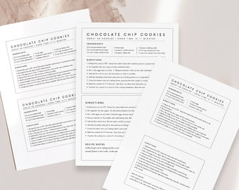 Minimal Recipe Card AveryTemplate Editable Simple Recipe card Avery printable Modern Recipe Card Personalized 3.5x5 5x7 4.25x5.5 4x6 5.5x8.5