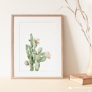 Kaktus und Blume Drucke Kaktus Wand Kunst Print grüner Kaktus floral Kinderzimmer Wanddekor print boho druckbare Aquarell Malerei Wüste Dekor