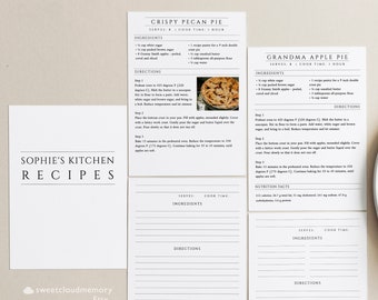 5x7 Editable Recipe Template Recipe Binder Digital Download Simple Recipe Templates Modern Cookbook Template Simple recipe Minimal Recipe