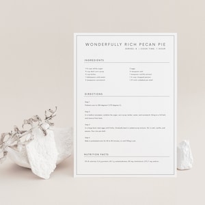 Plantilla de tarjeta de receta de línea simple Tarjeta de receta moderna editable Tarjeta de receta mínima Tarjeta de receta imprimible Receta personalizada 5x7 CARTA DE EE. UU. A4