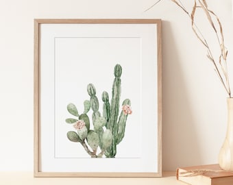 Cactus Desert wall art Print Green Cactus floral wall art print boho Printable cactus Watercolor painting cactus Simple art print desert