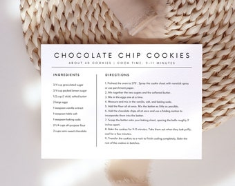 Simple Recipe Card Template Minimal Recipe card CANVA Recipe Editable Modern Recipe Card Editable Recipe 4x6 8.5x11 5x7 A5 A6 A4 A5