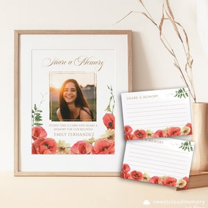 Rose blush partager une carte mémoire et signer pour les funérailles, vieux rose partager un signe de mémoire, mots d'amour avec photo, carte Memorial Memory Box