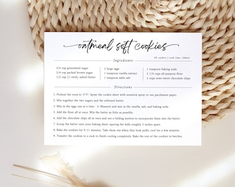 MINIMALIST Recipe Card Template | Simple Recipe card | Minimal Recipe card | Editable Modern Recipe Card |  Printable Recipe  4x6 5x7 A5 A6